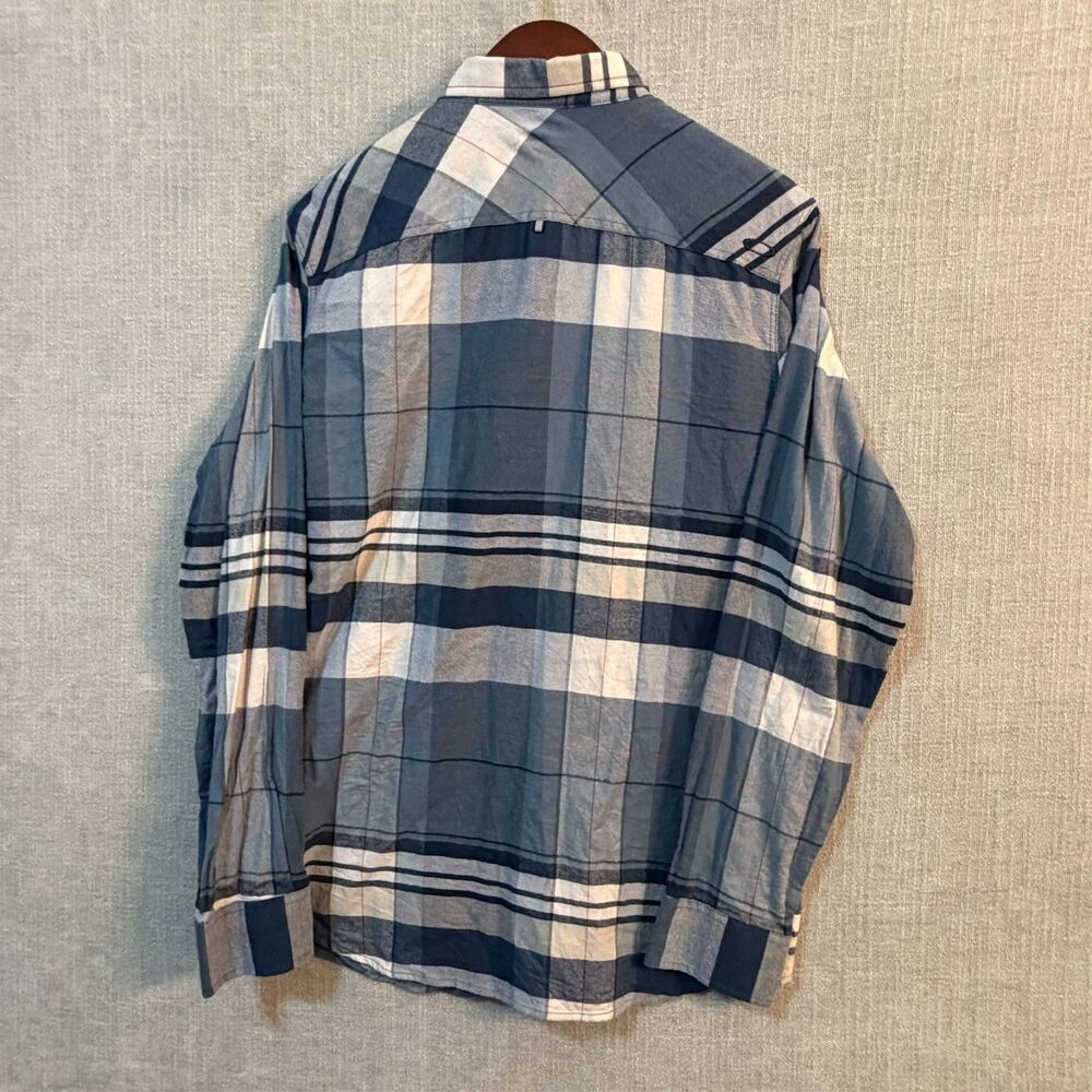 Oakley Men’s Plaid Button Down Shirt Large Blue White Cotton Regular Fit FA16 - Picture 9 of 10